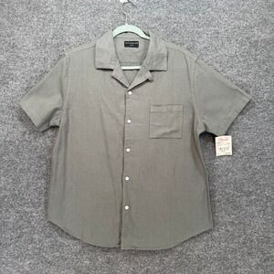 Goodlife Camp Collar Linen Shirt Mens Medium Green Short Sleeve Button Down NEW